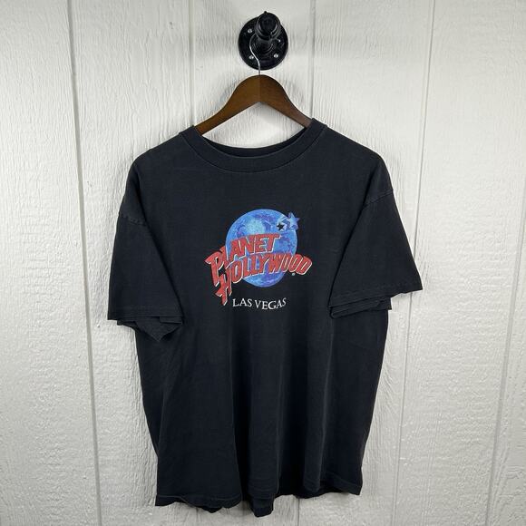 Vintage 90s Planet Hollywood Mens Black Tee Las Vegas 1998 X-Large - Picture 1 of 2